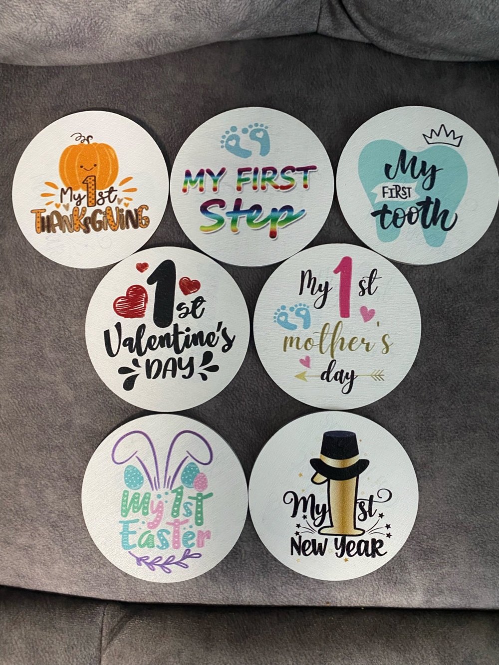 Baby Milestone & Holiday Round Wood Signs